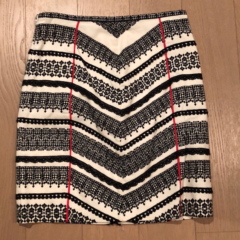 Ivory & black pattern pencil skirt-Anthropologie